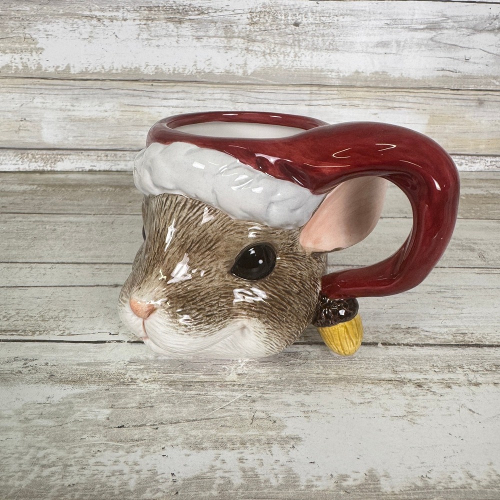 Fitz and Floyd Charming Tails Holiday Cheer Mouse Santa Hat Ceramic Mug 97/35